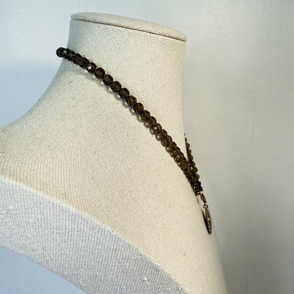 Juicy Couture Logo Charm Necklace Cut Glass Beads‎ Toggle Clasp Silver-Tone - Picture 4 of 5